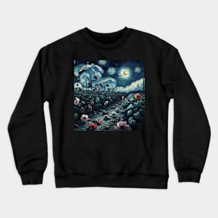 Enchanted Flower Garden Night: Hibiscus Starry Floral Crewneck Sweatshirt